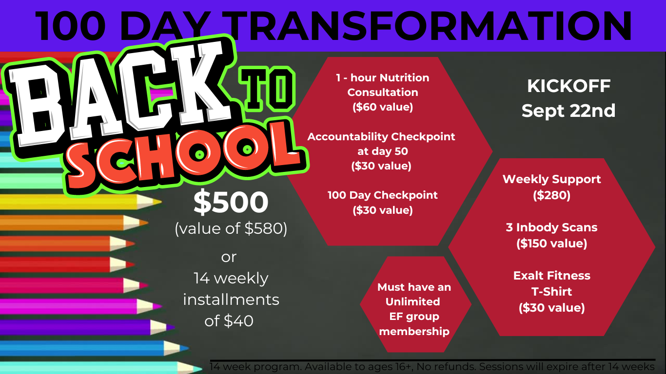 Back to School 100 Day Transformation: Current Exalt member